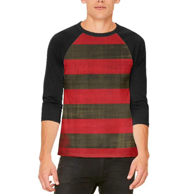 Halloween Striped and Bloody Nightmare Sweater Mens Raglan T Shirt sold by Old Glory