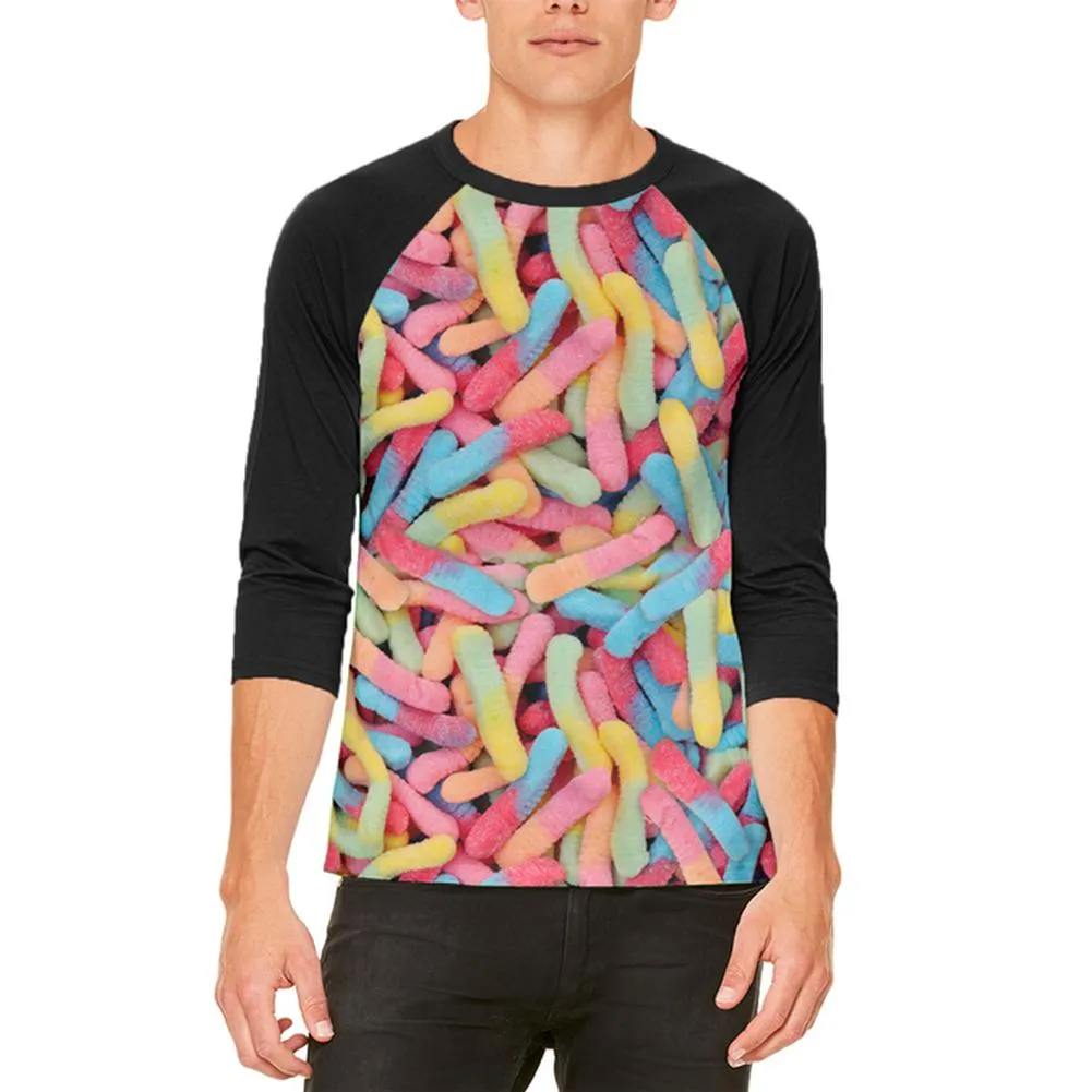 Halloween Sour Gummy Worms Mens Raglan T Shirt sold by Old Glory