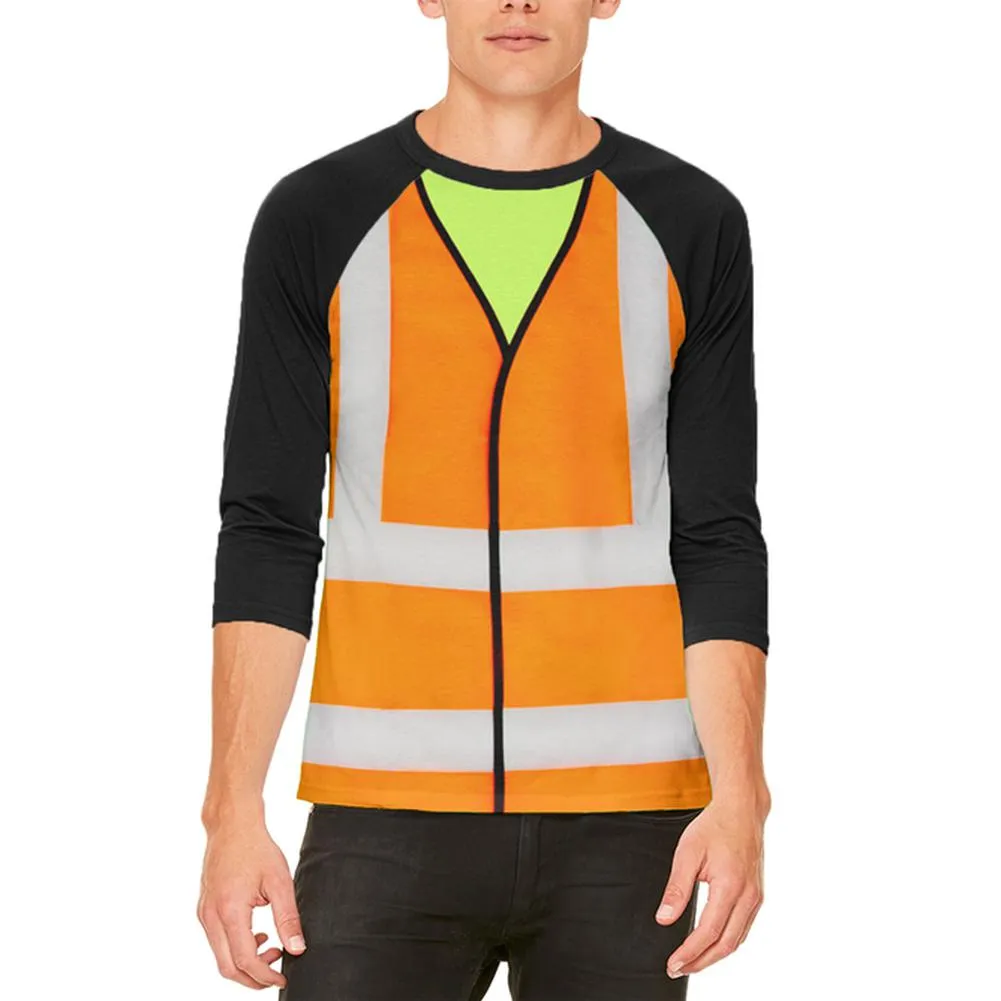 Halloween Costume Road Worker Construction Vest Costume Mens Raglan T Shirt sold by Old Glory