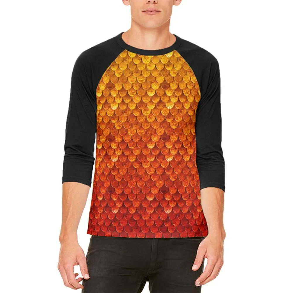 Halloween Red Fire Dragon Rider Armor Mens Raglan T Shirt sold by Old Glory
