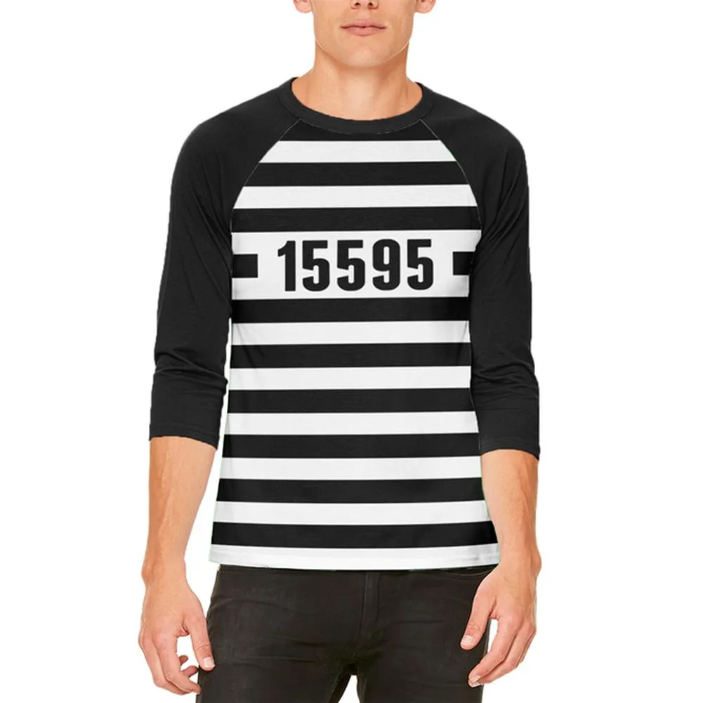 Halloween Prisoner Old Time Striped Costume Mens Raglan T Shirt sold by Old Glory