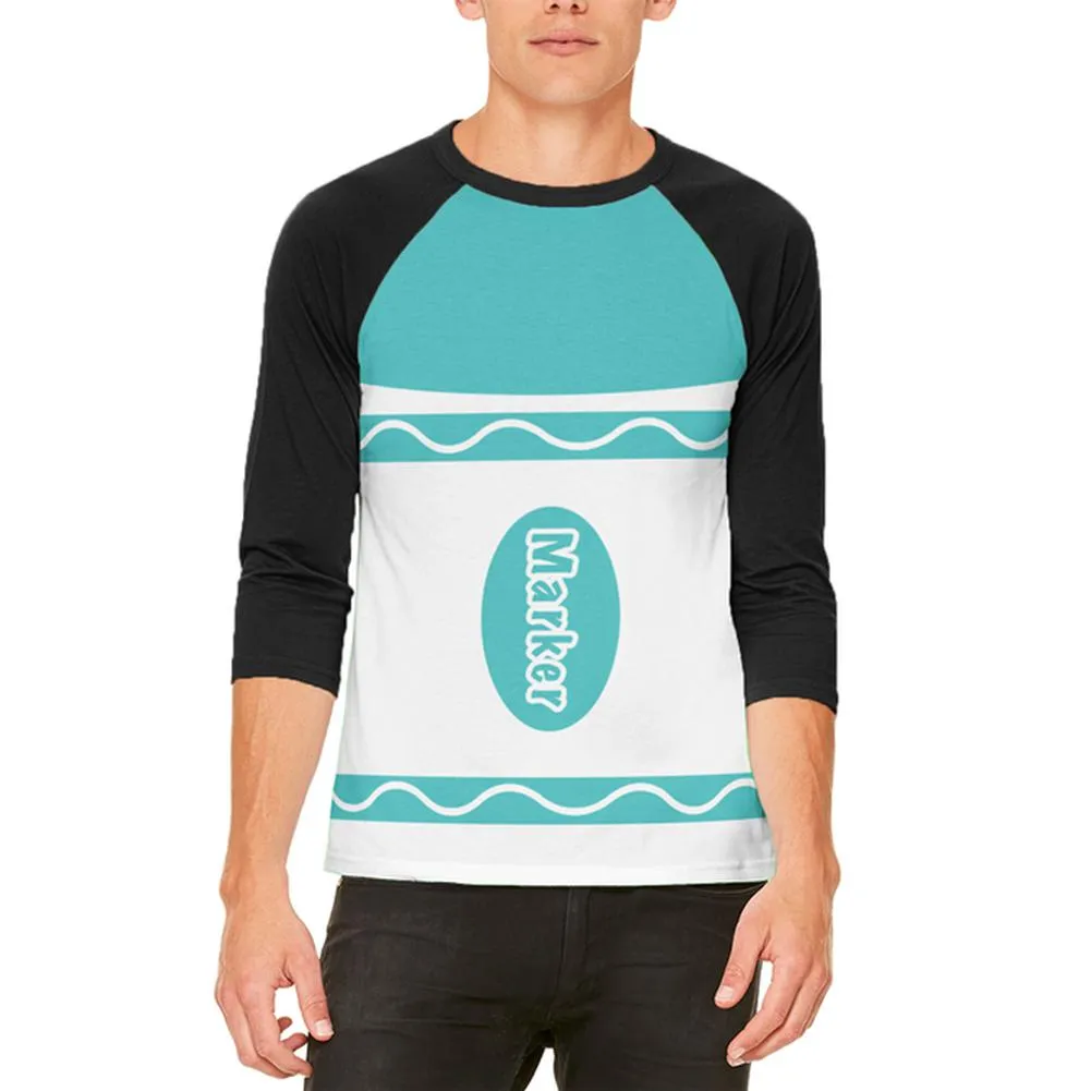 Halloween Marker Costume Aqua Blue Mens Raglan T Shirt sold by Old Glory