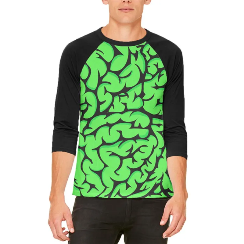 Halloween Green Zombie Brains Costume Mens Raglan T Shirt sold by Old Glory