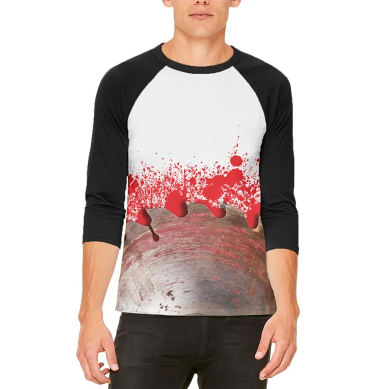 Halloween Bloody Saw Blade Massacre Mens Raglan T Shirt sold by Old Glory