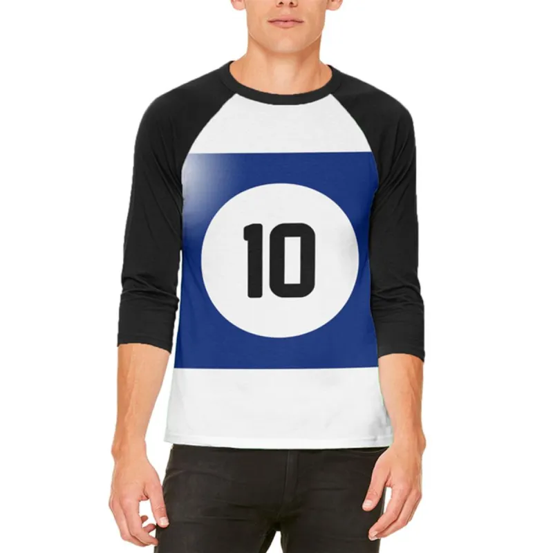 Halloween Billiard Pool Ball Ten Costume All Over Mens Raglan T Shirt sold by Old Glory