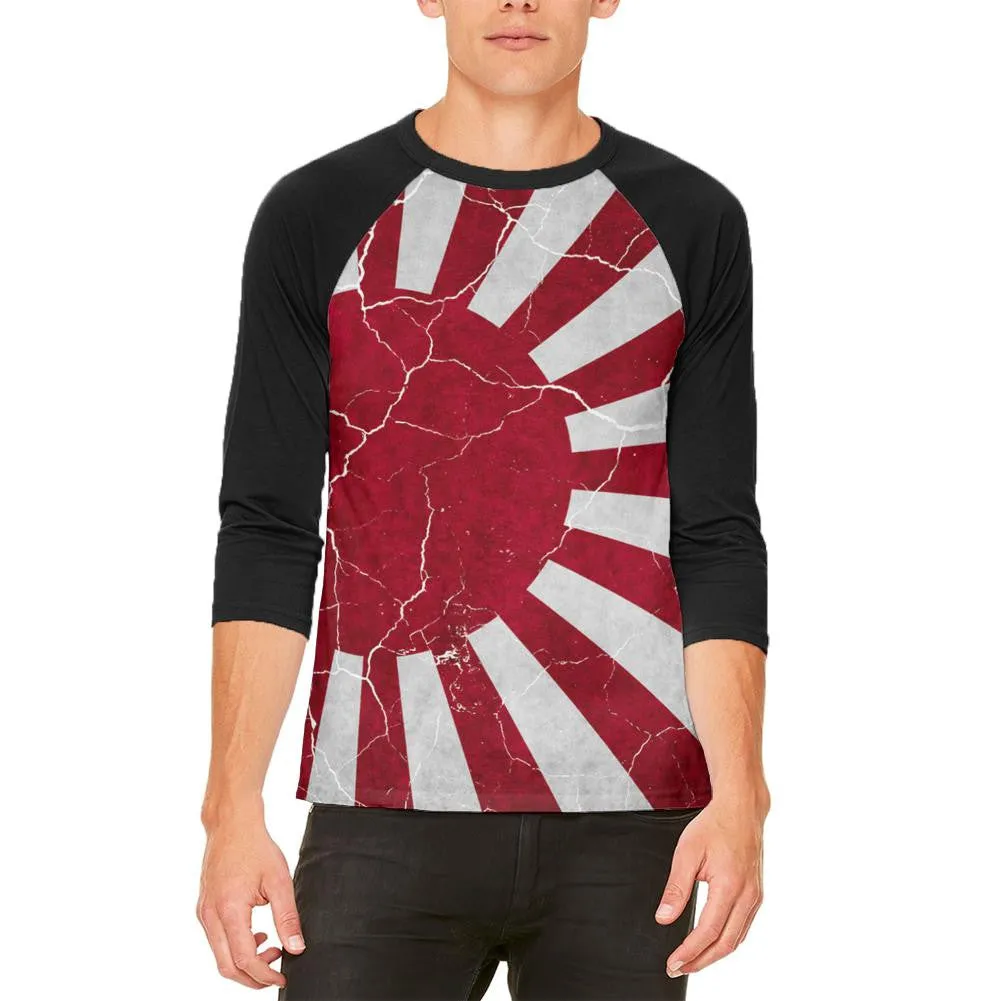 Distressed Japanese Rising Sun Flag Mens Raglan T Shirt sold by Old Glory