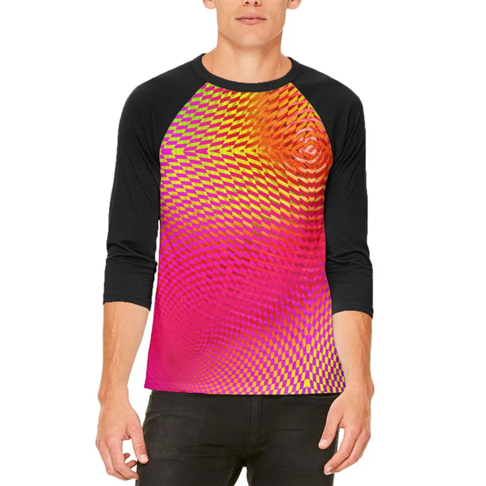 EDM Hypnotic Trance Rainbow Spiral Mens Raglan T Shirt sold by Old Glory