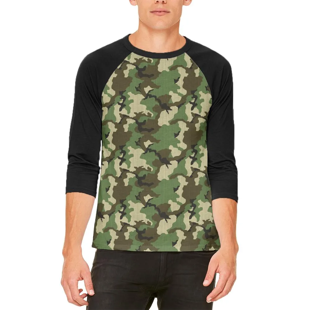 Green Woodland Camo Mens Raglan T Shirt sold by Old Glory