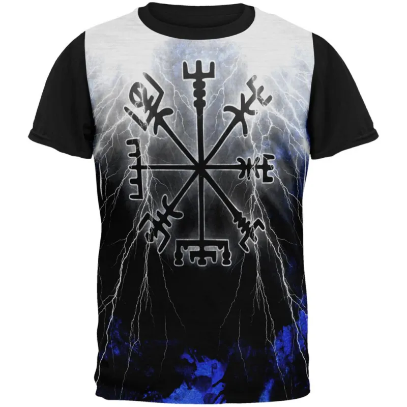 Vegvisir Nordic Viking Storm Compass All Over Mens Black Back T Shirt sold by Old Glory