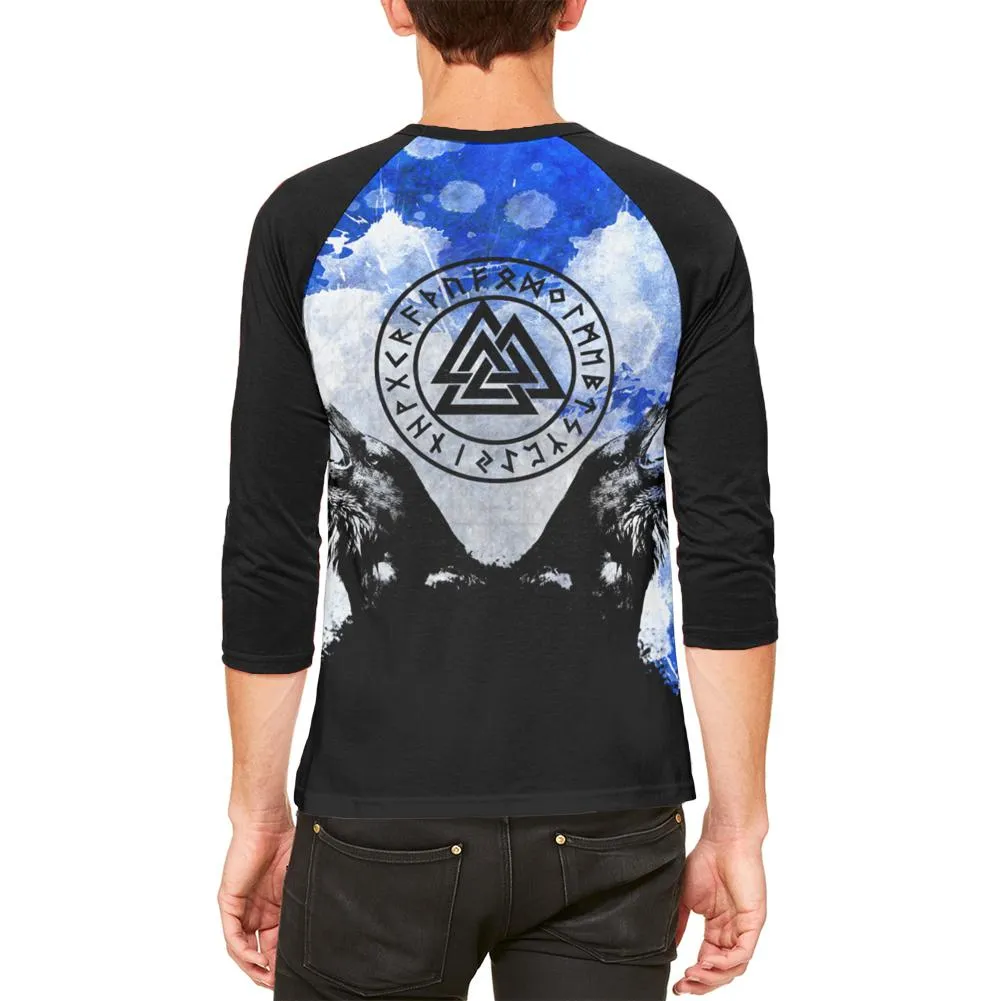 Huginn and Muninn Odin's Ravens Blue Splatter Mens Raglan T Shirt sold by Old Glory product image thumbnail 2