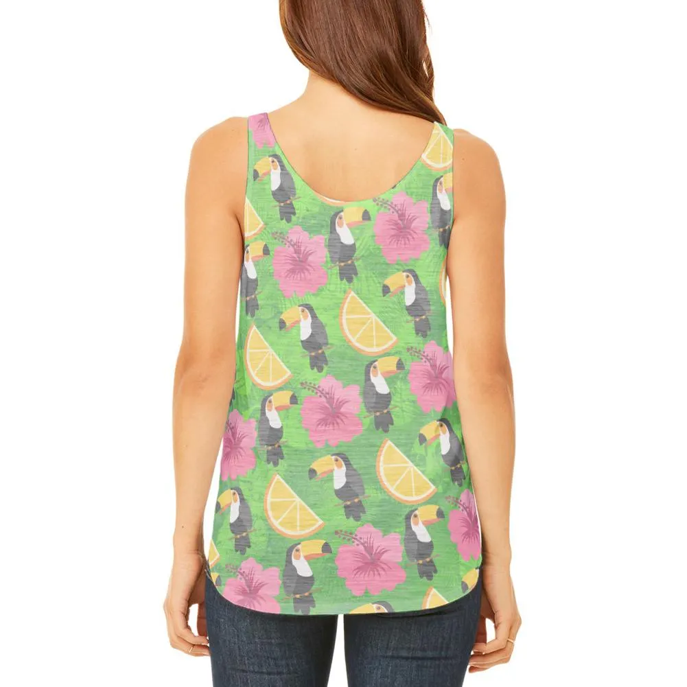 Tropical Vacation Toucan Pattern Juniors Flowy Side Slit Tank Top sold by Old Glory product image thumbnail 2