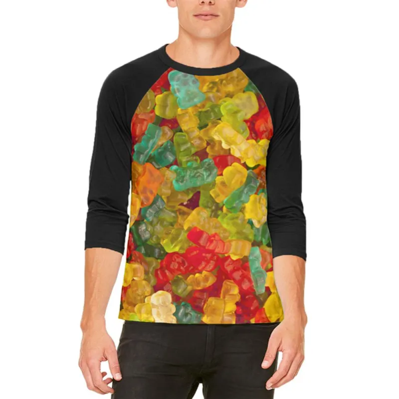 Halloween Candy Gummy Bears Mens Raglan T Shirt sold by Old Glory