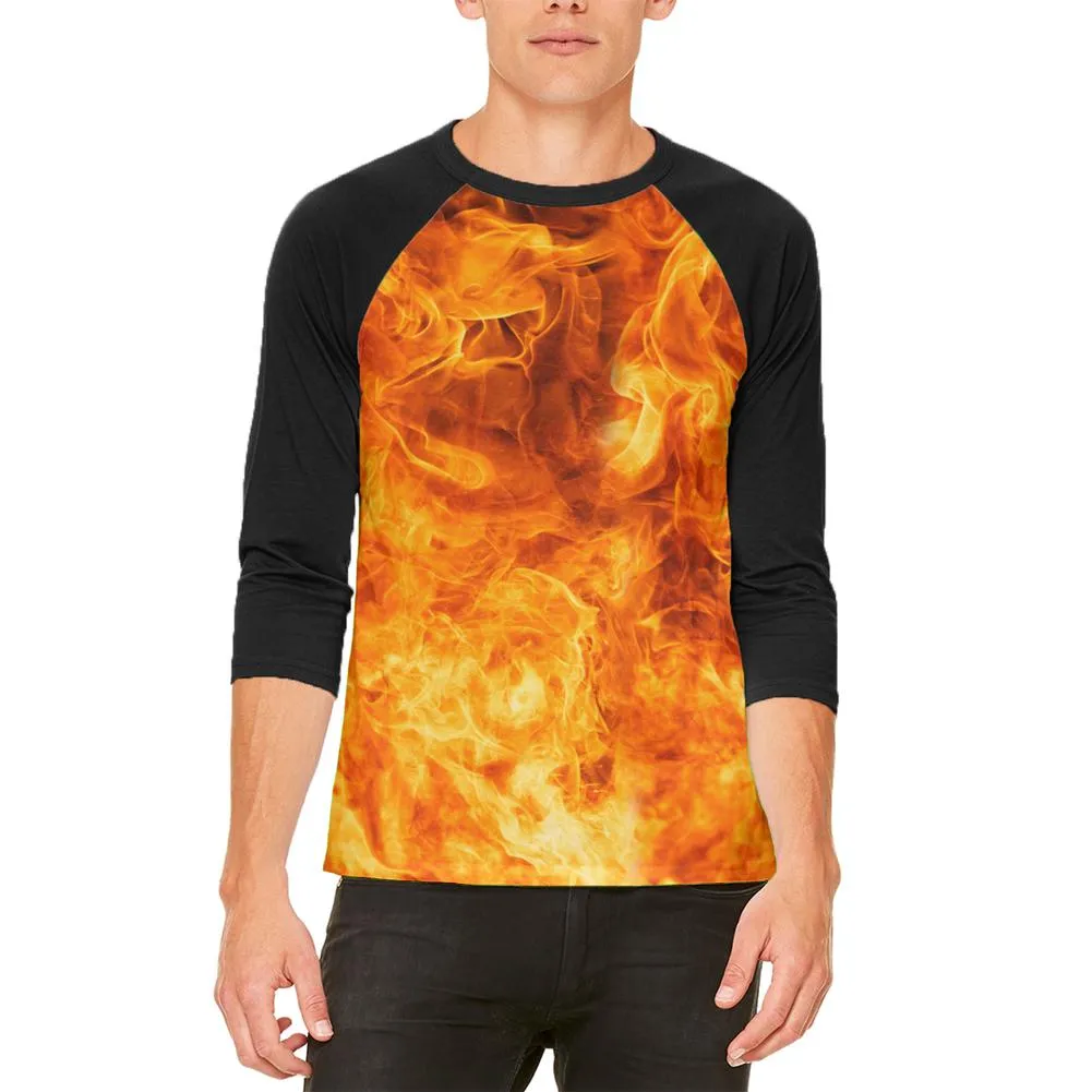 Flames Fire Mens Raglan T Shirt sold by Old Glory