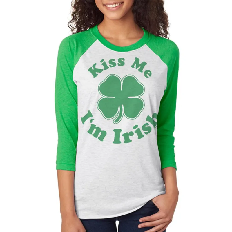 St. Patricks Day Kiss Me Im Irish Unisex Raglan T Shirt sold by Old Glory