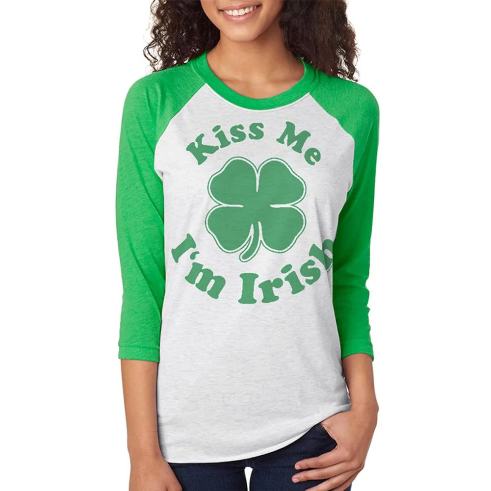 St. Patricks Day Kiss Me Im Irish Unisex Raglan T Shirt sold by Old Glory