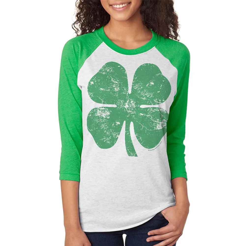 St. Patricks Day Distressed Shamrock Unisex Raglan T Shirt sold by Old Glory