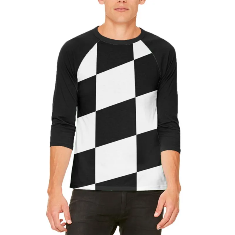 Finish Line Checkered Flag Wave Mens Raglan T Shirt sold by Old Glory
