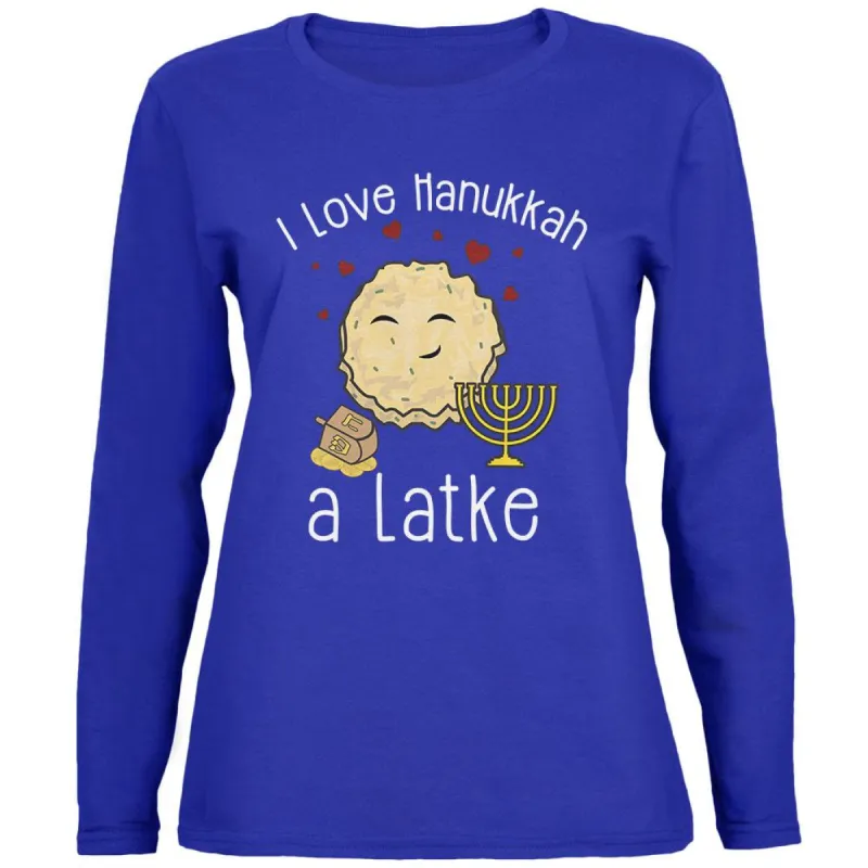 I Love Hanukkah a Lot Latke Womens Long Sleeve T Shirt sold by Old Glory