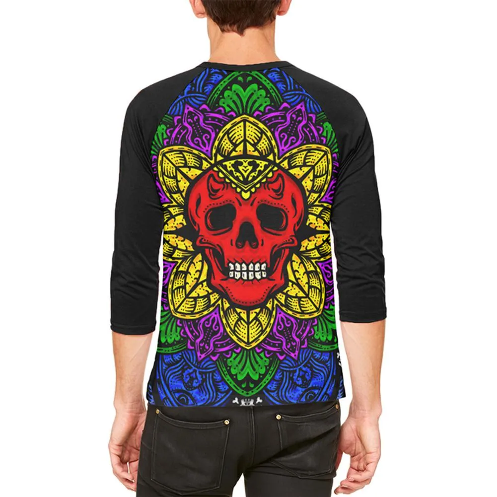 Halloween Demon Skull Mandala Mens Raglan T Shirt sold by Old Glory product image thumbnail 2