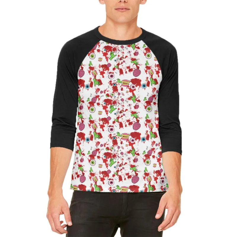 Halloween Zombie Elements Pattern Mens Raglan T Shirt sold by Old Glory