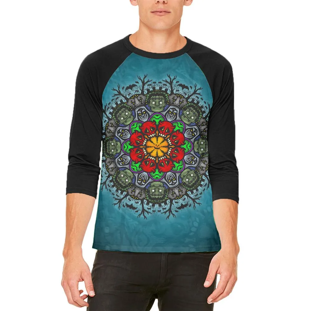 Halloween Classic Movie Monster Mandala Mens Raglan T Shirt sold by Old Glory