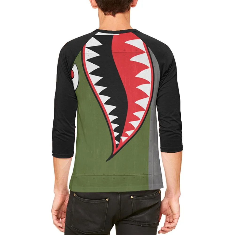 Halloween WWII Flying Tiger Fighter Shark Nose Art Mens Raglan T Shirt sold by Old Glory product image thumbnail 2