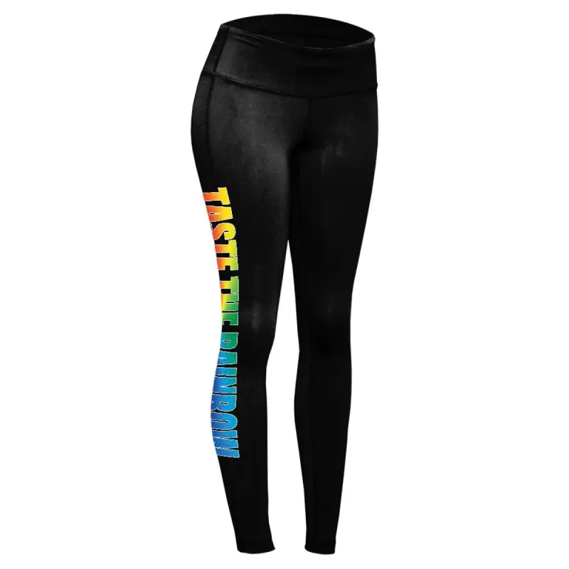 Taste the Rainbow Lesbian Funny Womens Performance Leggings sold by Old Glory