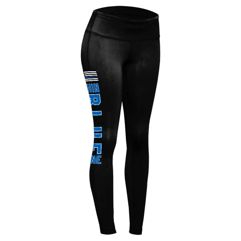Blue Lives Matter Thin Blue Line American Flag Womens Performance Leggings sold by Old Glory