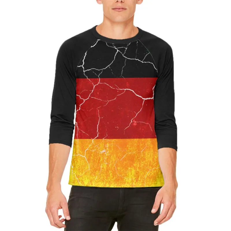Oktoberfest Distressed Grunge German Flag Mens Raglan T Shirt sold by Old Glory