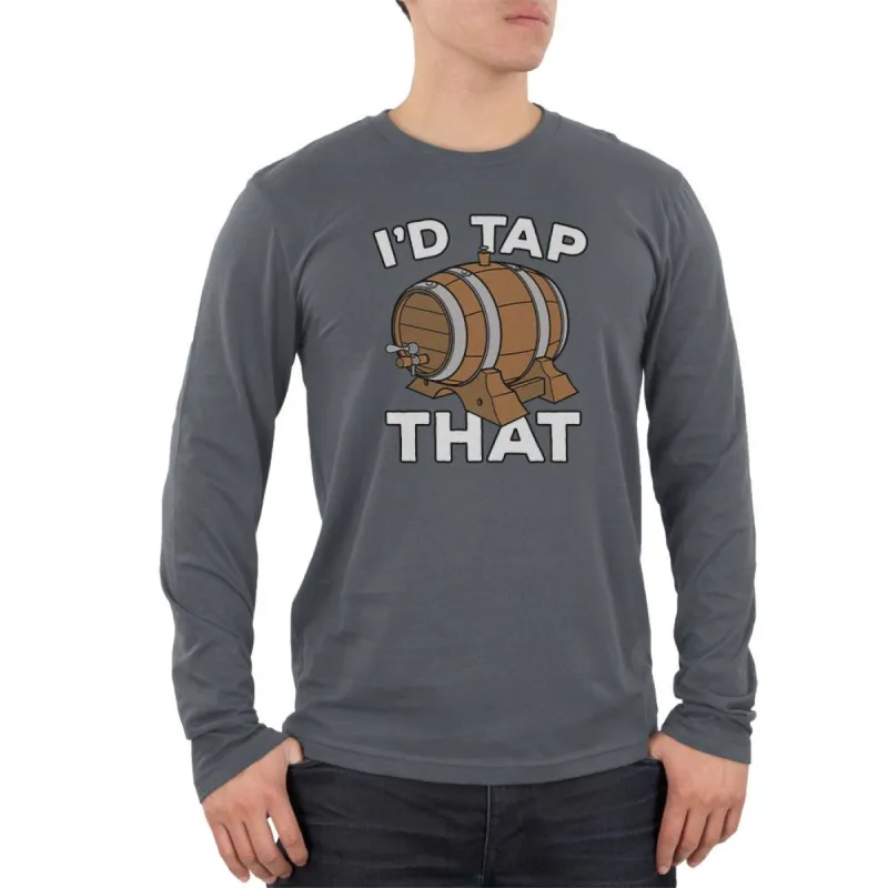 Oktoberfest I'd Tap That Keg Beer Mens Soft Long Sleeve T Shirt sold by Old Glory