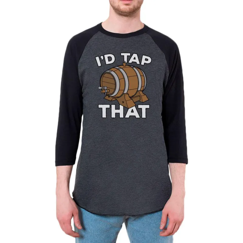 Oktoberfest I'd Tap That Keg Beer Mens Raglan T Shirt sold by Old Glory