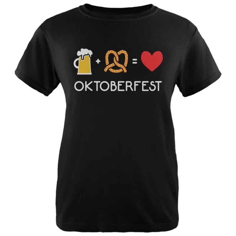 Oktoberfest Beer Plus Pretzels Equals Love Womens Organic T Shirt sold by Old Glory