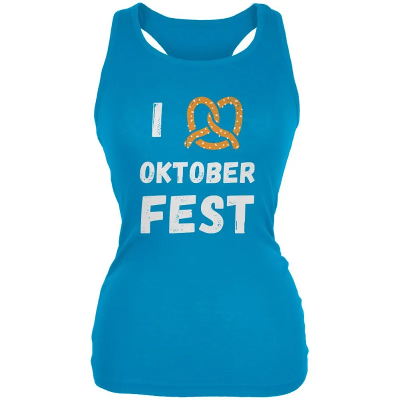 I Heart Love Pretzel Oktoberfest Juniors Soft Tank Top sold by Old Glory