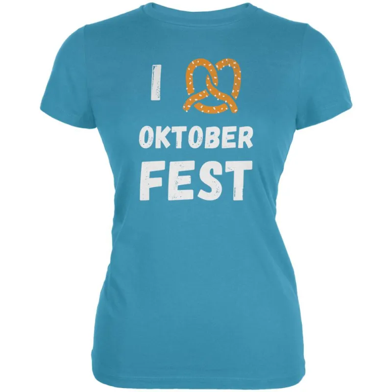 I Heart Love Pretzel Oktoberfest Juniors Soft T Shirt sold by Old Glory