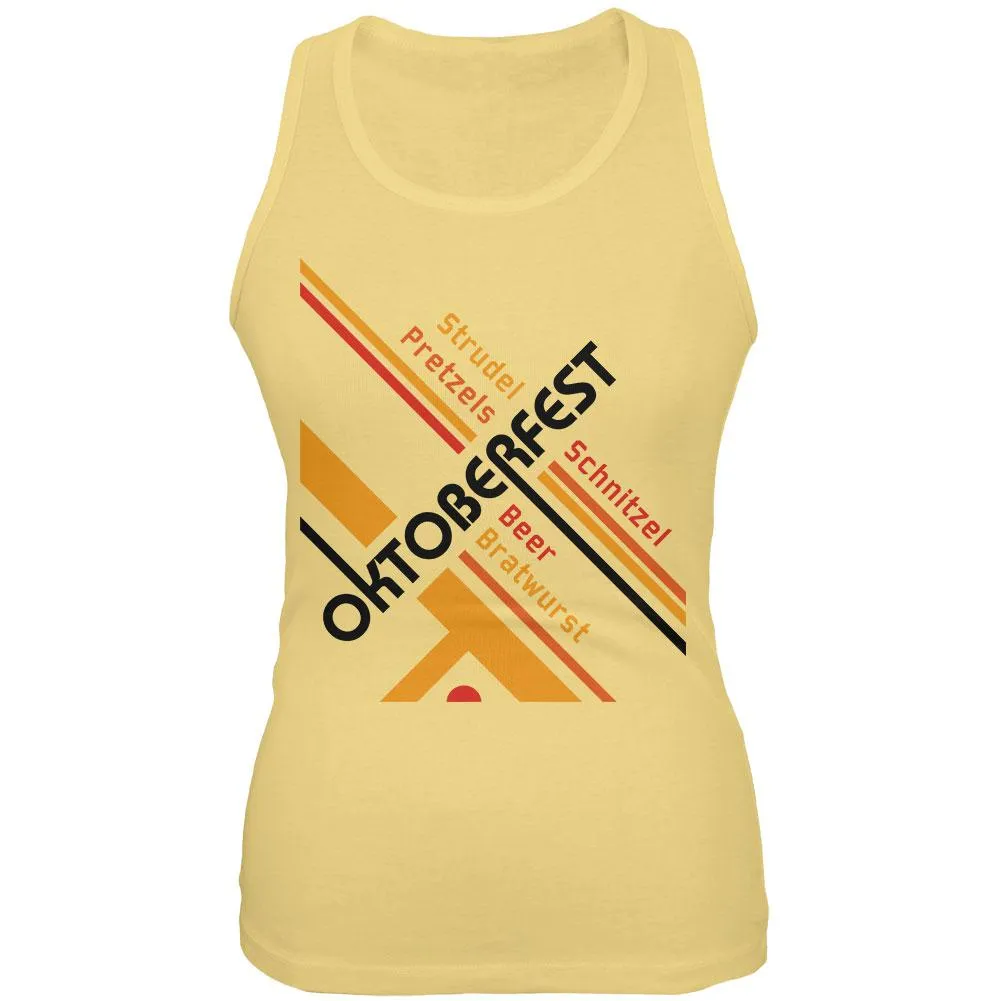 Oktoberfest Retro Vintage Poster Lines Juniors Soft Tank Top sold by Old Glory