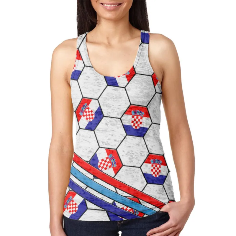World Cup Croatia Soccer Ball Juniors Burnout Racerback Tank Top sold by Old Glory