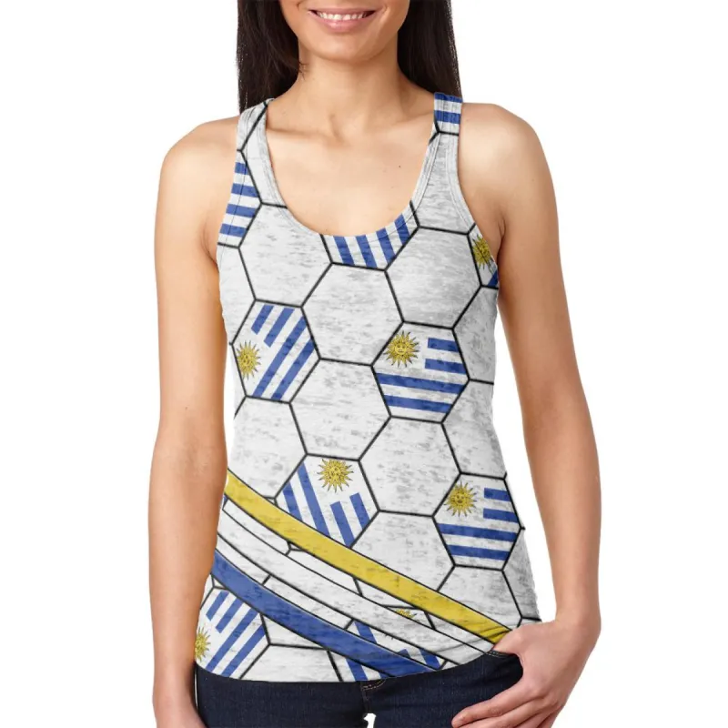 World Cup Uruguay Soccer Ball Juniors Burnout Racerback Tank Top sold by Old Glory