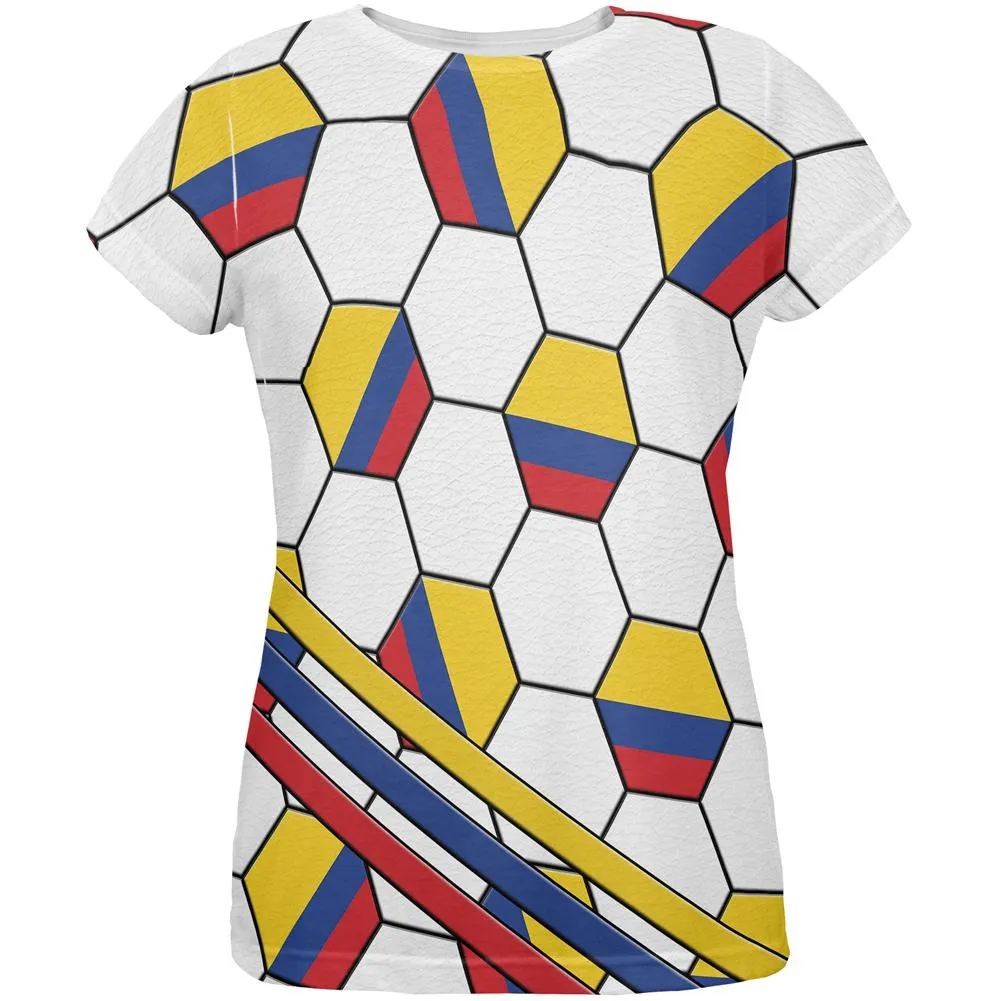 World Cup Colombia Soccer Ball All Over Womens T Shirt sold by Old Glory