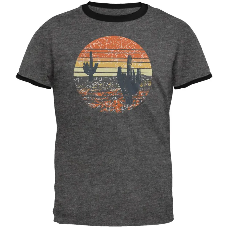 Vintage Cactus Sunset Mens Ringer T Shirt sold by Old Glory