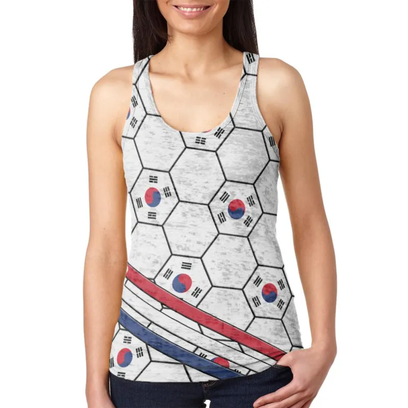 World Cup South Korea Soccer Ball Juniors Burnout Racerback Tank Top sold by Old Glory