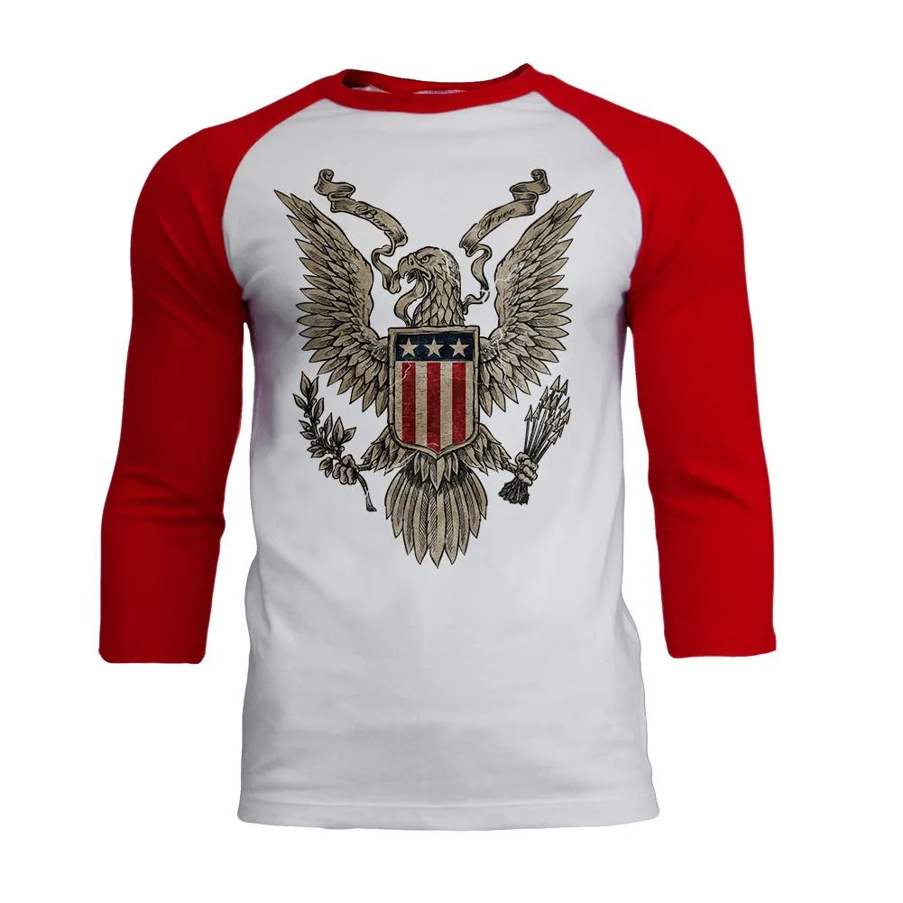 4th July Born Free Vintage American Bald Eagle Mens Soft Raglan T Shirt sold by Old Glory