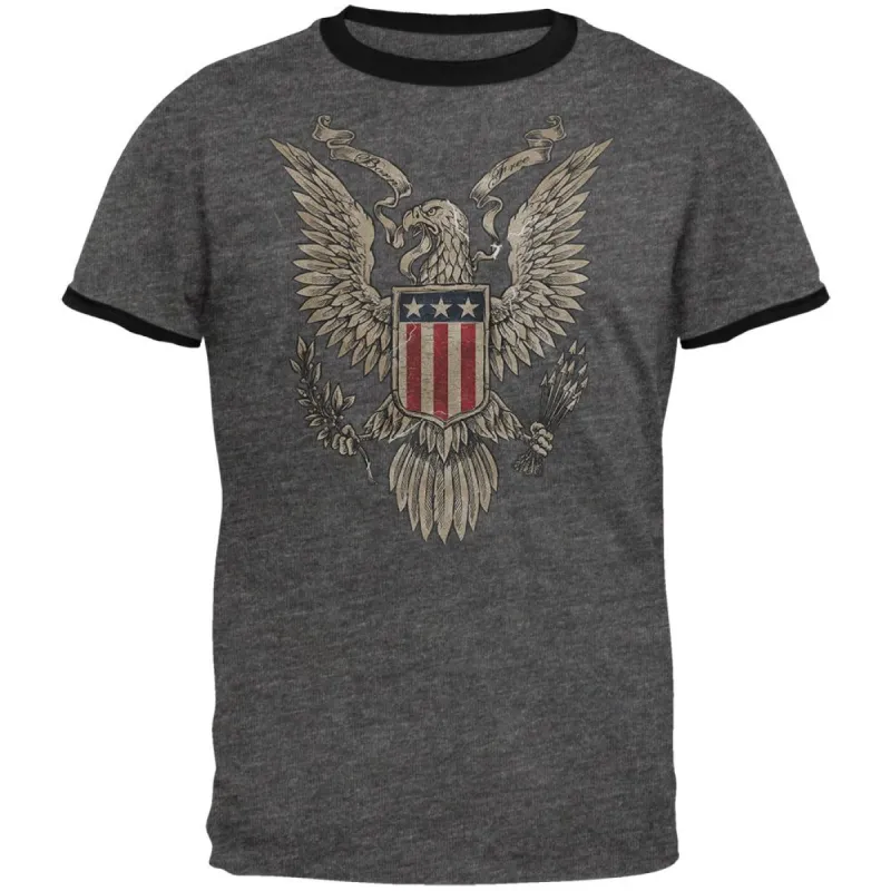 4th July Born Free Vintage American Bald Eagle Mens Ringer T Shirt sold by Old Glory