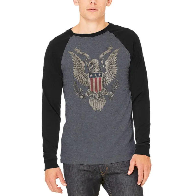 4th July Born Free Vintage American Bald Eagle Adult Long Sleeve Raglan T-Shirt sold by Old Glory