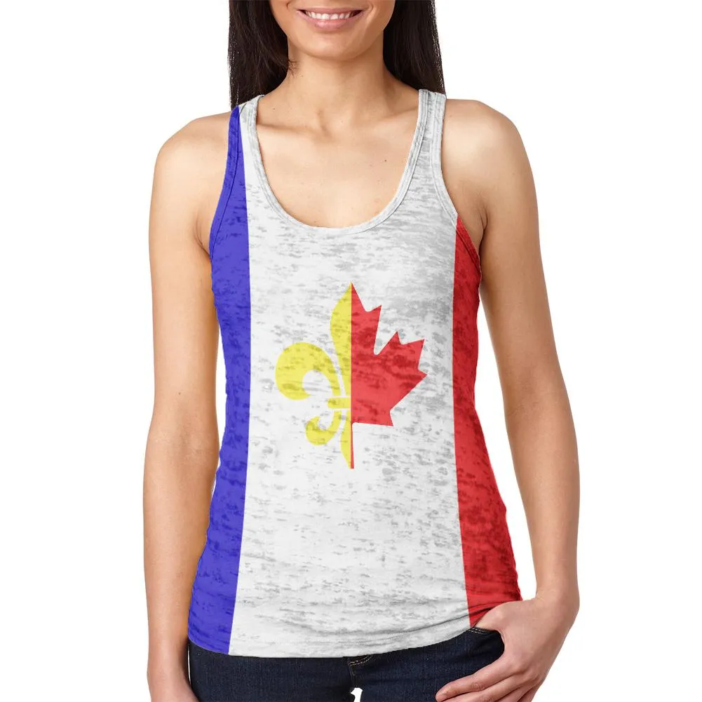 French Canadian Flag Juniors Burnout Racerback Tank Top sold by Old Glory