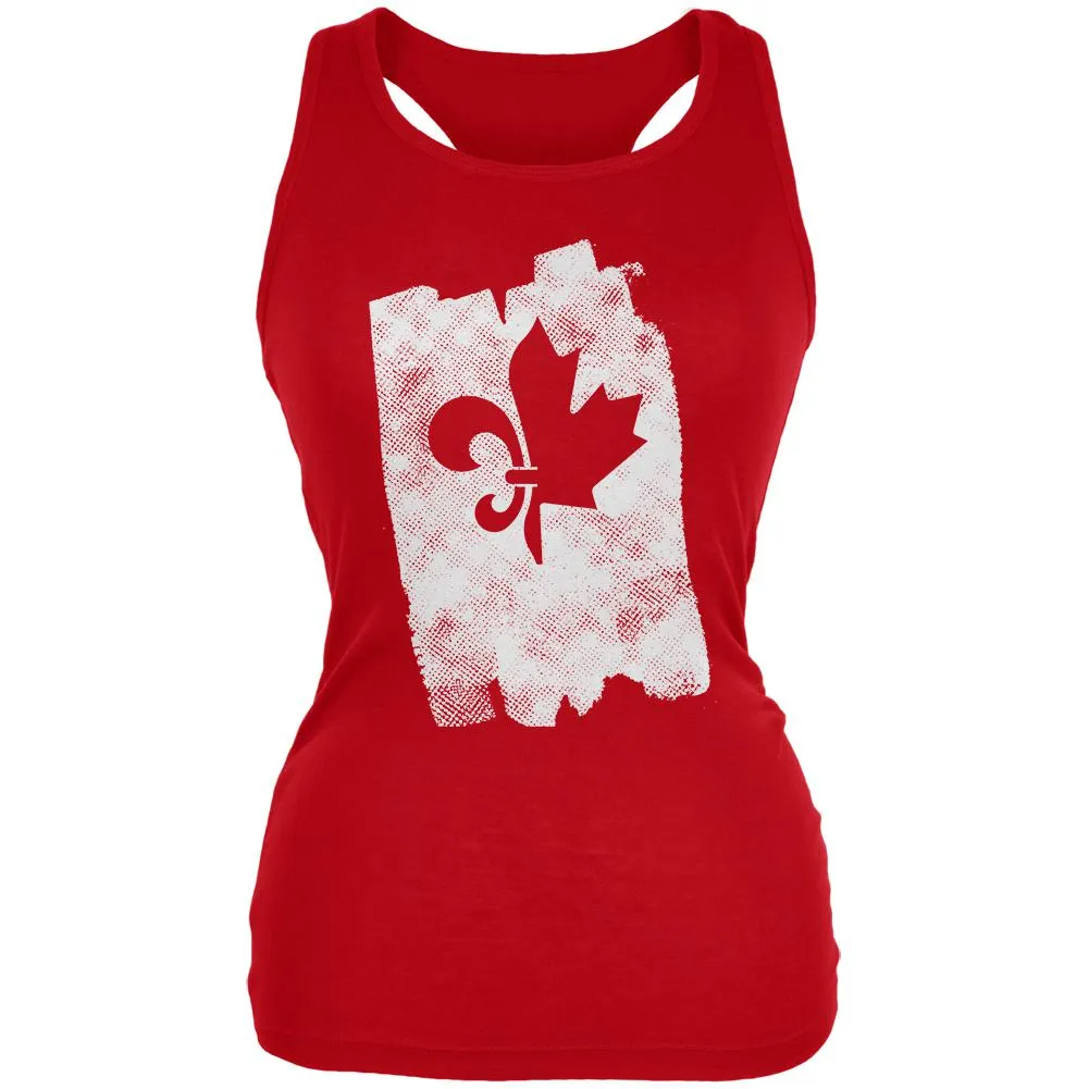 Graffiti French Canadian Fleur de Lis Maple Leaf Juniors Soft Tank Top sold by Old Glory