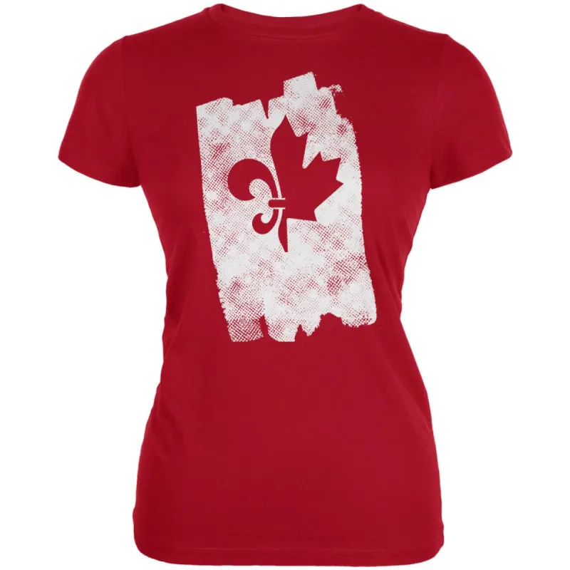 Graffiti French Canadian Fleur de Lis Maple Leaf Juniors Soft T Shirt sold by Old Glory