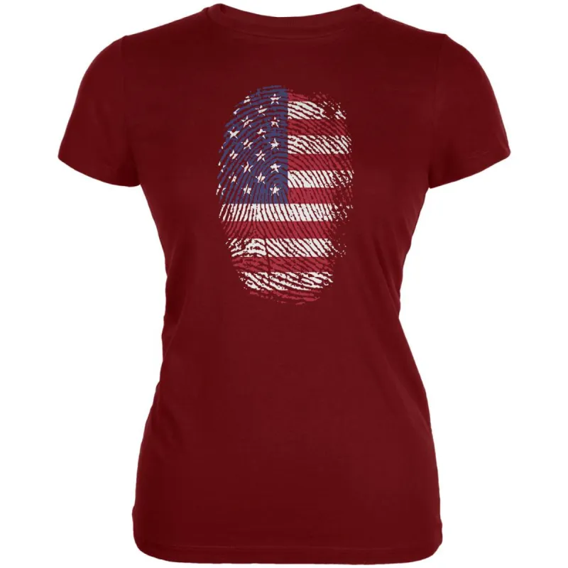 4th of July American Flag Pride Thumbprint Juniors Soft T Shirt sold by Old Glory