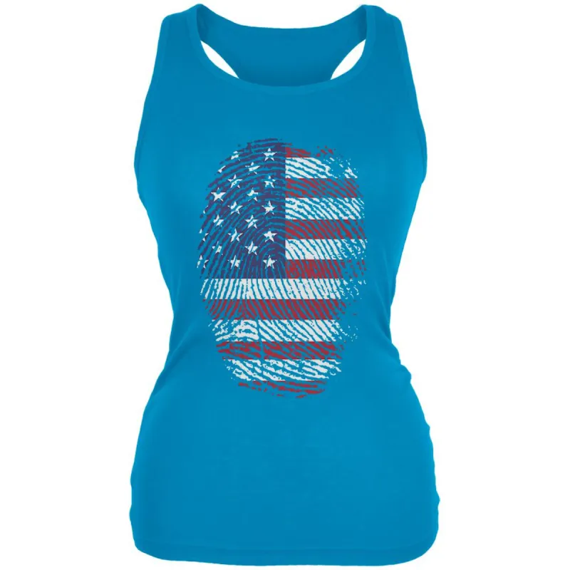 4th of July American Flag Pride Thumbprint Juniors Soft Tank Top sold by Old Glory