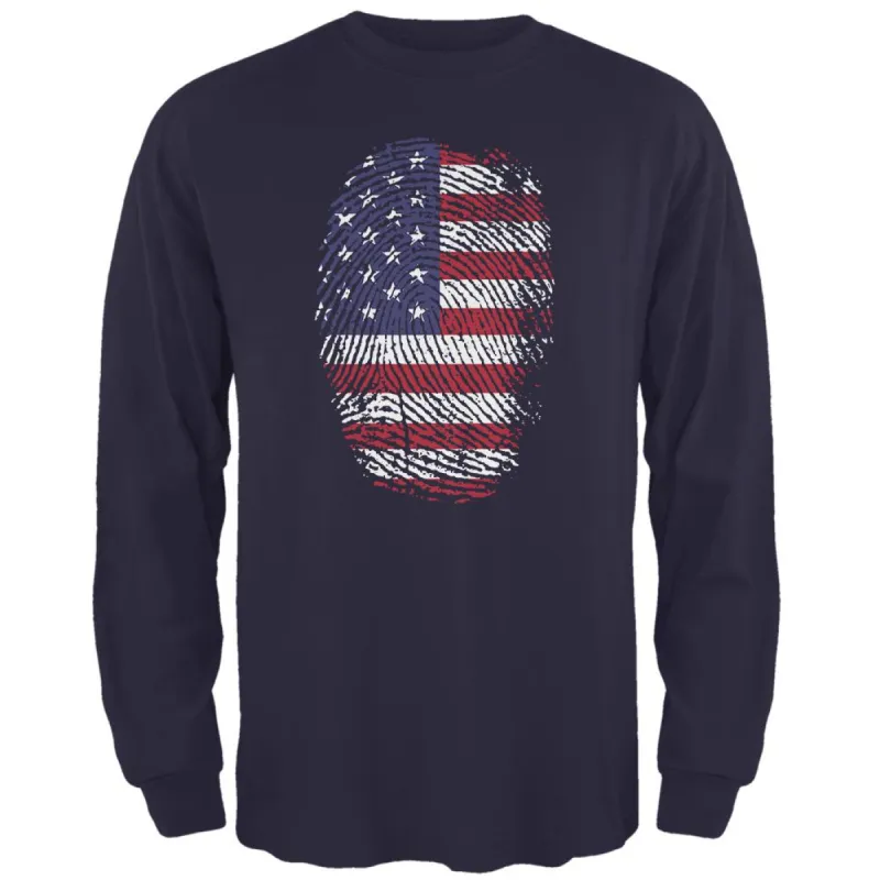4th of July American Flag Pride Thumbprint Mens Long Sleeve T Shirt sold by Old Glory