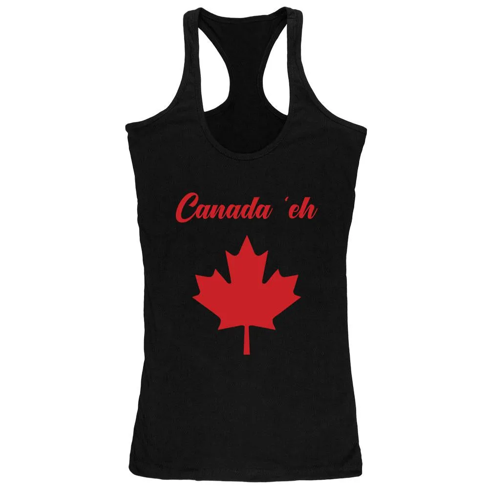 Canada Day 'Eh Pun Red Juniors Soft Tank Top sold by Old Glory